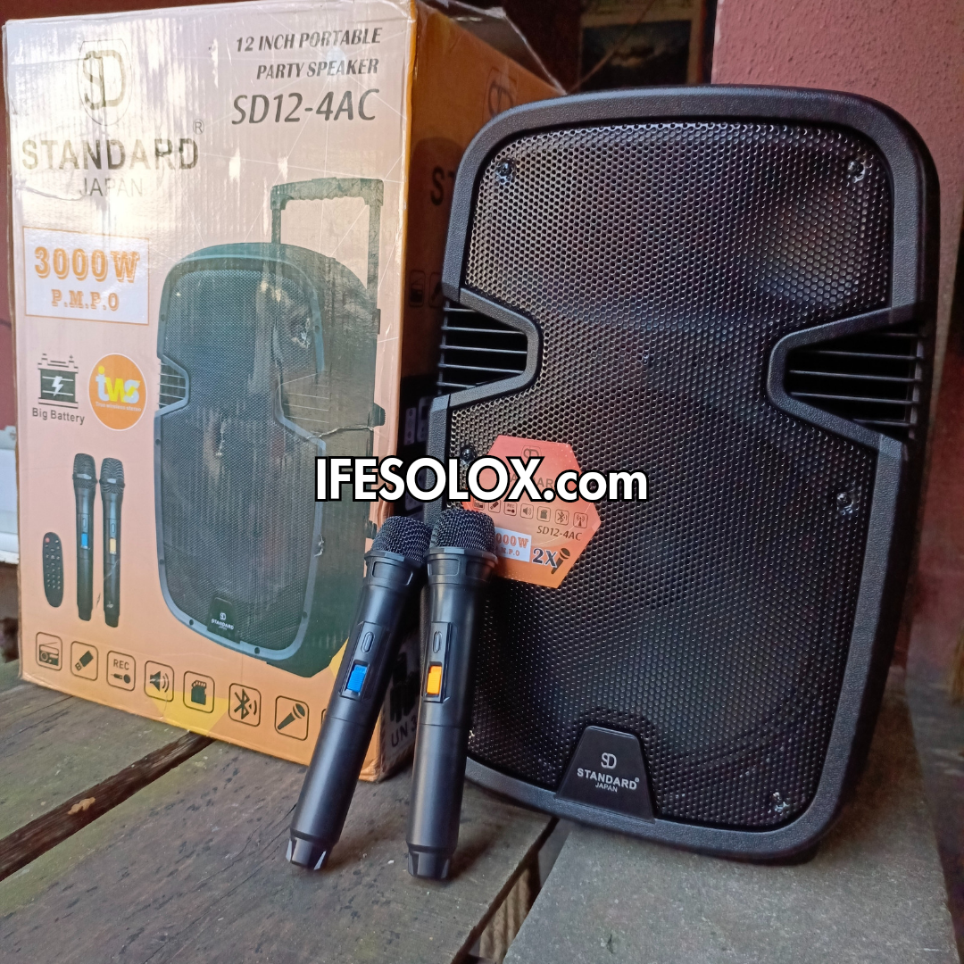 STANDARD SD12-4AC 12-inch Professional PA Multimedia Loudspeaker with Dual Wireless Microphone - Brand New