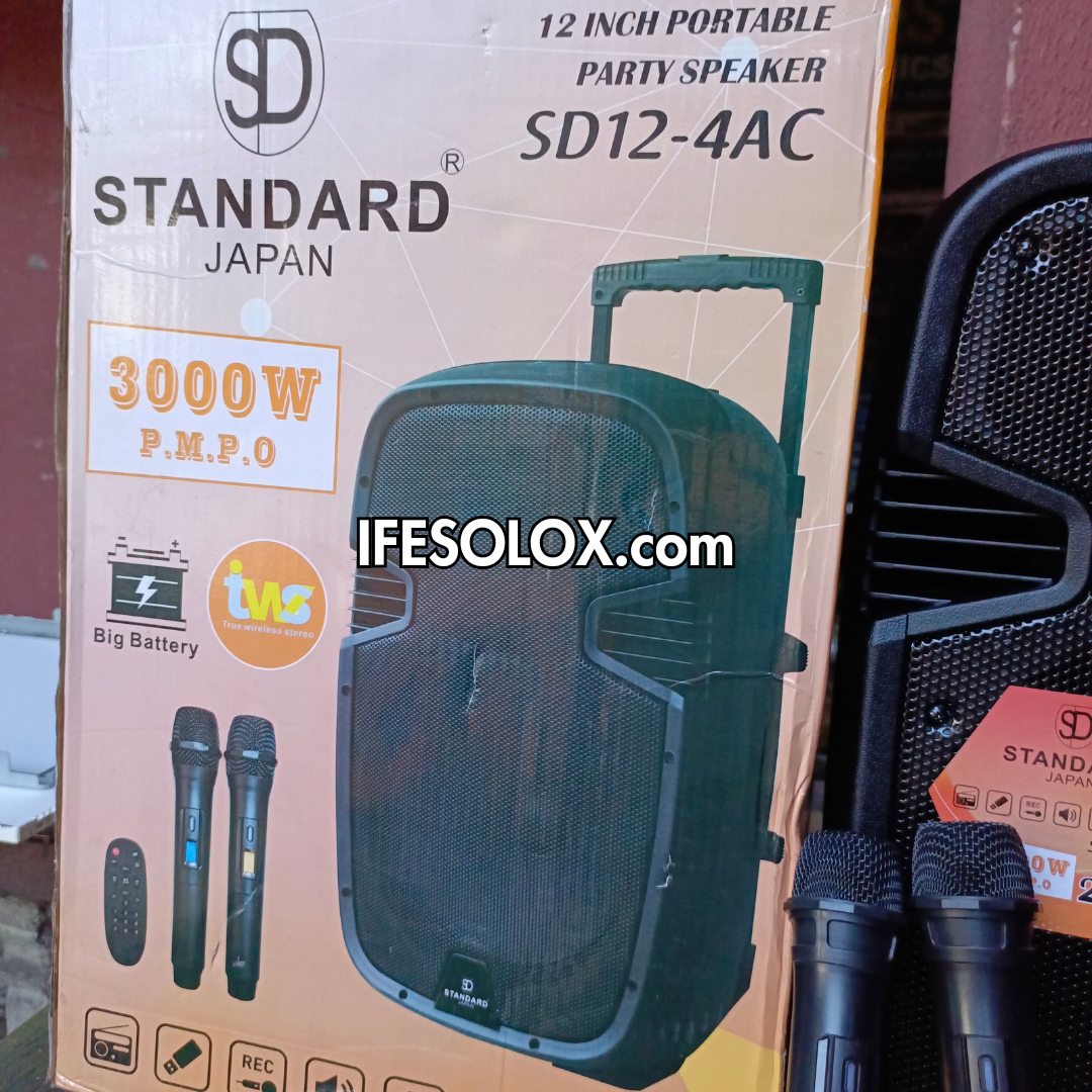 STANDARD SD12-4AC 12-inch Professional PA Multimedia Loudspeaker with Dual Wireless Microphone - Brand New