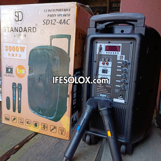 STANDARD SD12-4AC 12-inch Professional PA Multimedia Loudspeaker with Dual Wireless Microphone - Brand New