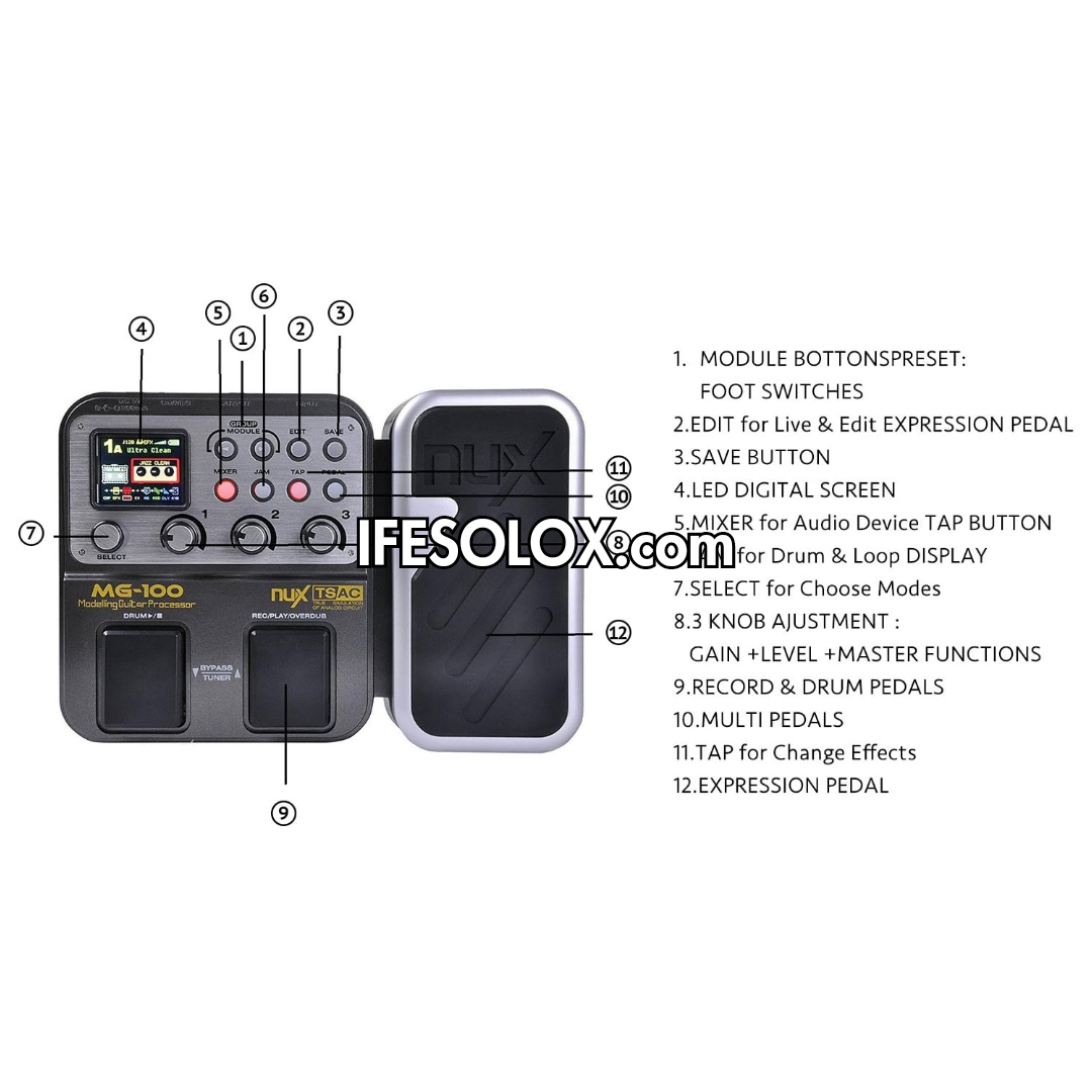 NUX MG-100 Guitar Multi-Effects Pedal Processor with 8 Effects Module - Brand New