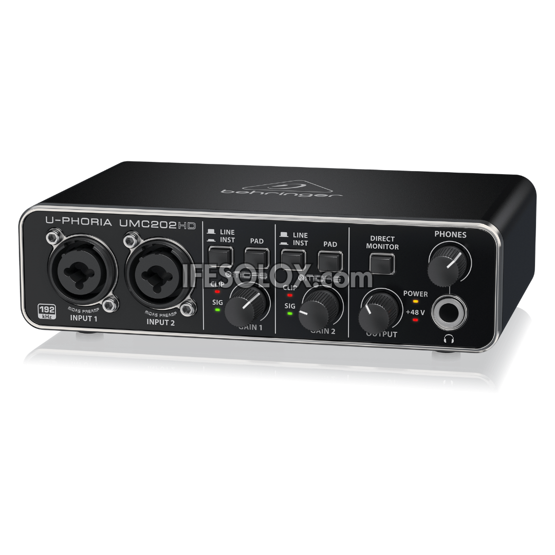 Behringer U-PHORIA UMC202HD 2x2 USB Audio Interface with Midas Mic Preamplifier - Brand New