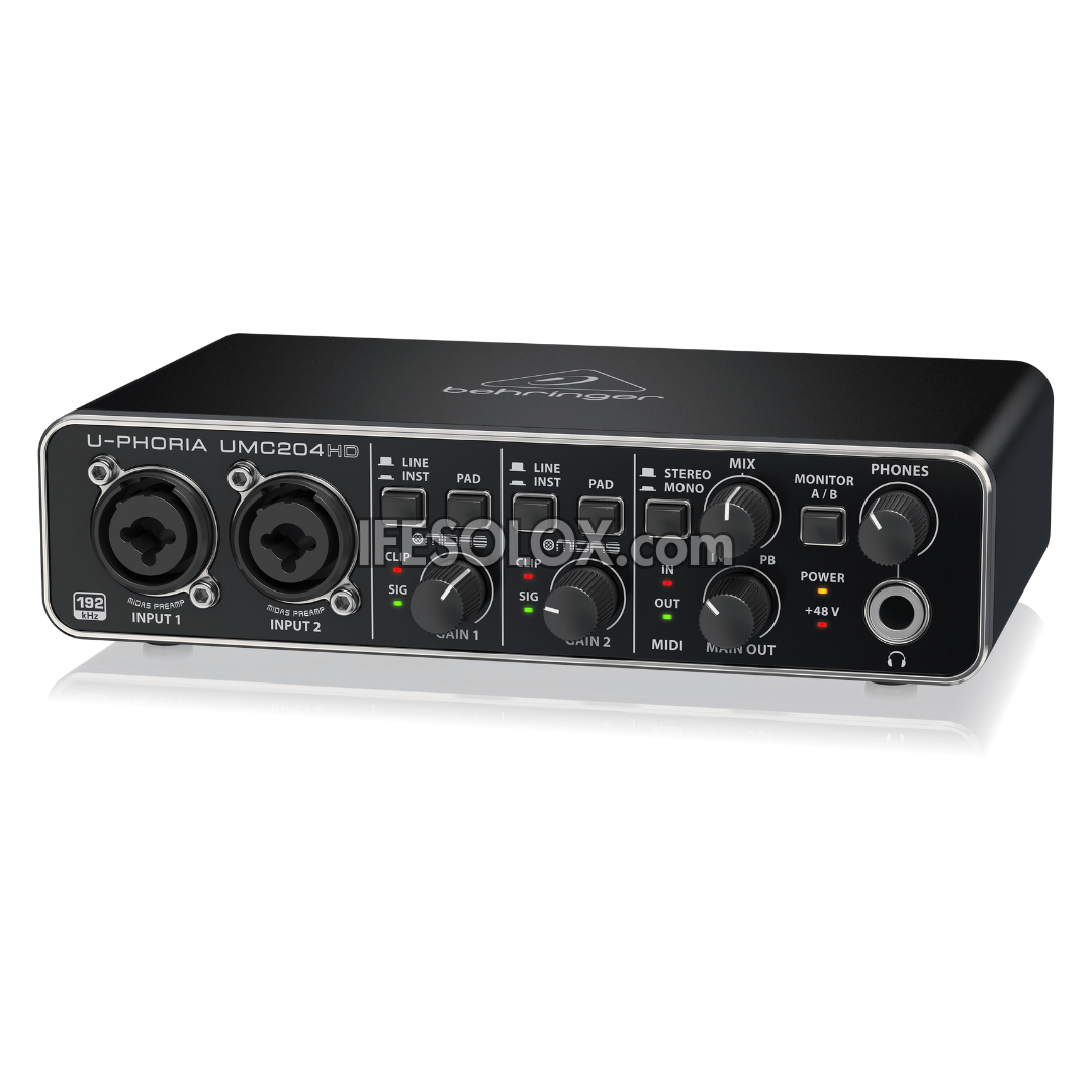 Behringer U-PHORIA UMC204HD 2x4 USB Audio Interface with Midas Mic Preamplifier - Brand New