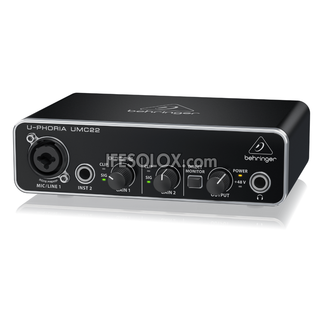 Behringer U-PHORIA UMC22 2x2 USB Audio Interface with Midas Mic Preamplifier - Brand New