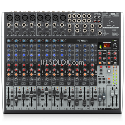 Behringer XENYX X2222USB Premium 22-Input 2-Bus Mixer with XENYX Mic Preamps, Multi-FX Processor and USB Audio Interface - Brand New