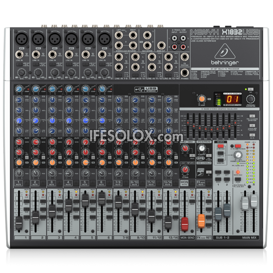 Behringer XENYX X1832USB 18-Input Mixer with XENYX Mic Preamps, Multi-FX Processors and USB Interface - Brand New
