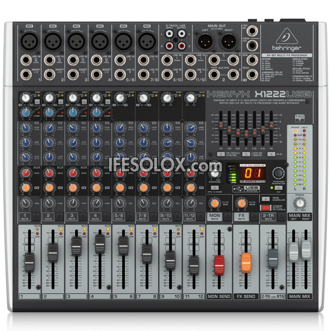 Behringer XENYX X1222USB 16-Input Mixer with XENYX Mic Preamps, Multi-FX Processors and USB Interface - Brand New