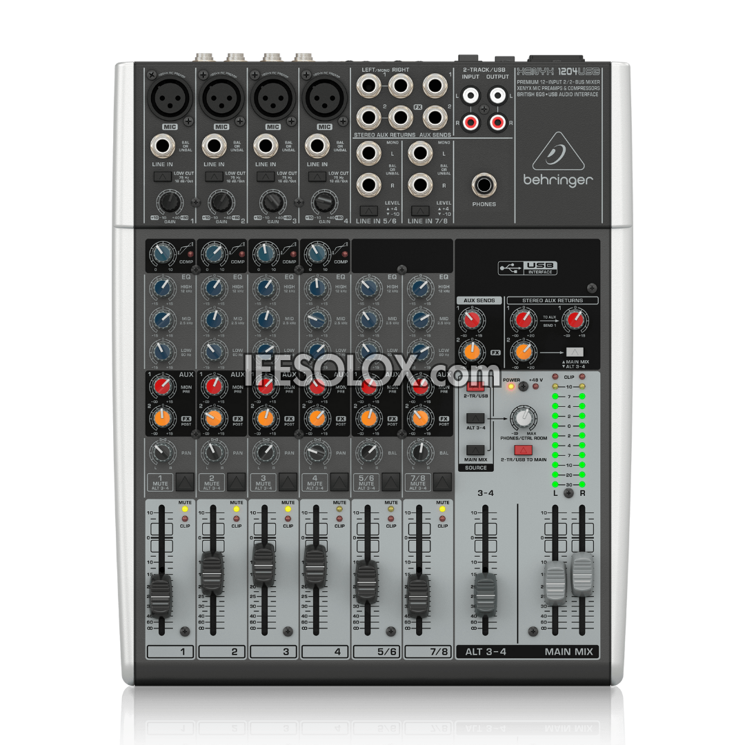 Behringer XENYX 1204USB 12-Input Mixer with XENYX Mic Preamps, British EQ and USB Interface - Brand New