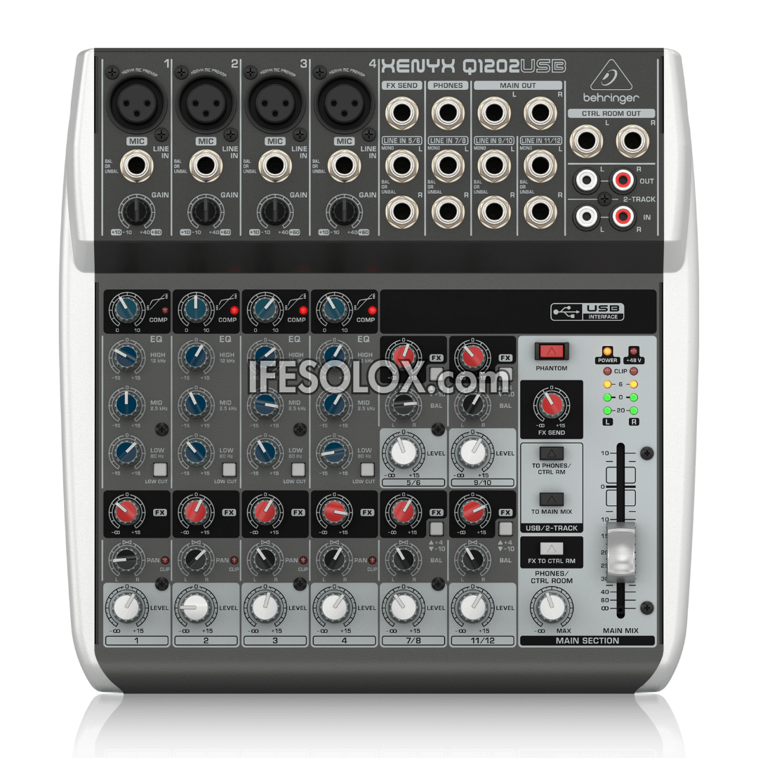 Behringer XENYX Q1202USB 12-Input Mixer with XENYX Mic Preamps, British EQ and USB Interface - Brand New
