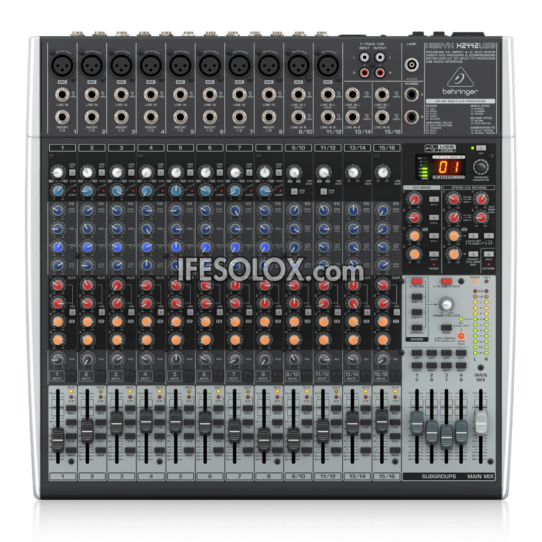 Behringer XENYX X2442USB 22-Input Mixer with XENYX Mic Preamps, Multi-FX Processors and USB Interface - Brand New