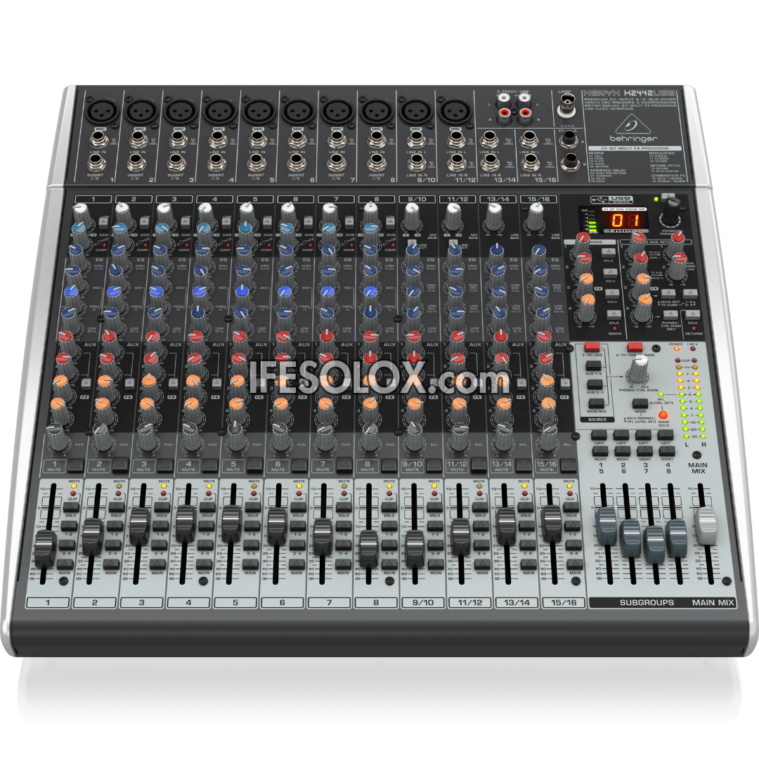 Behringer XENYX X2442USB 22-Input Mixer with XENYX Mic Preamps, Multi-FX Processors and USB Interface - Brand New