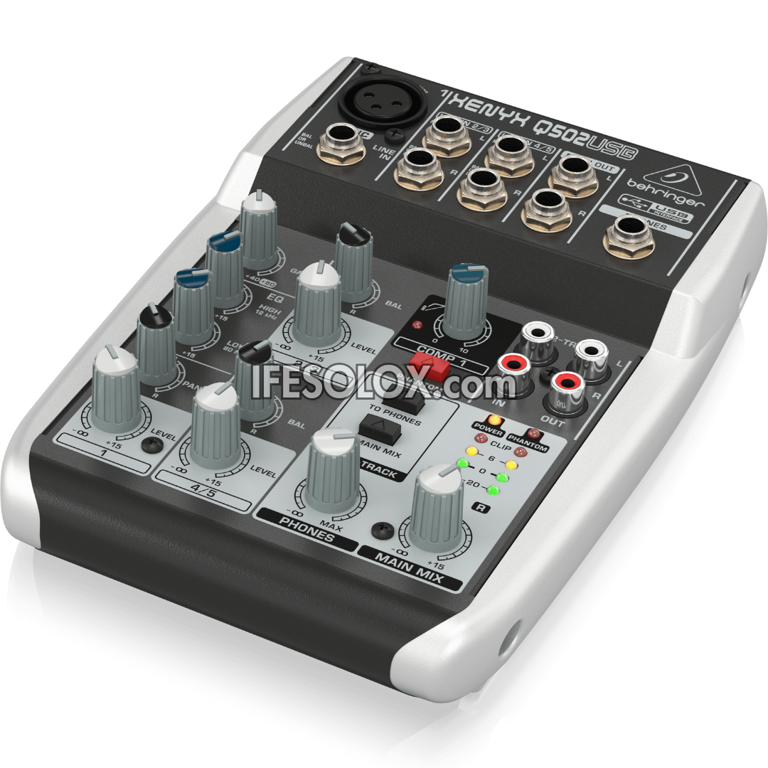 Behringer XENYX Q502USB 5-Input Mixer with XENYX Mic Preamps, British EQ and USB Interface - Brand New