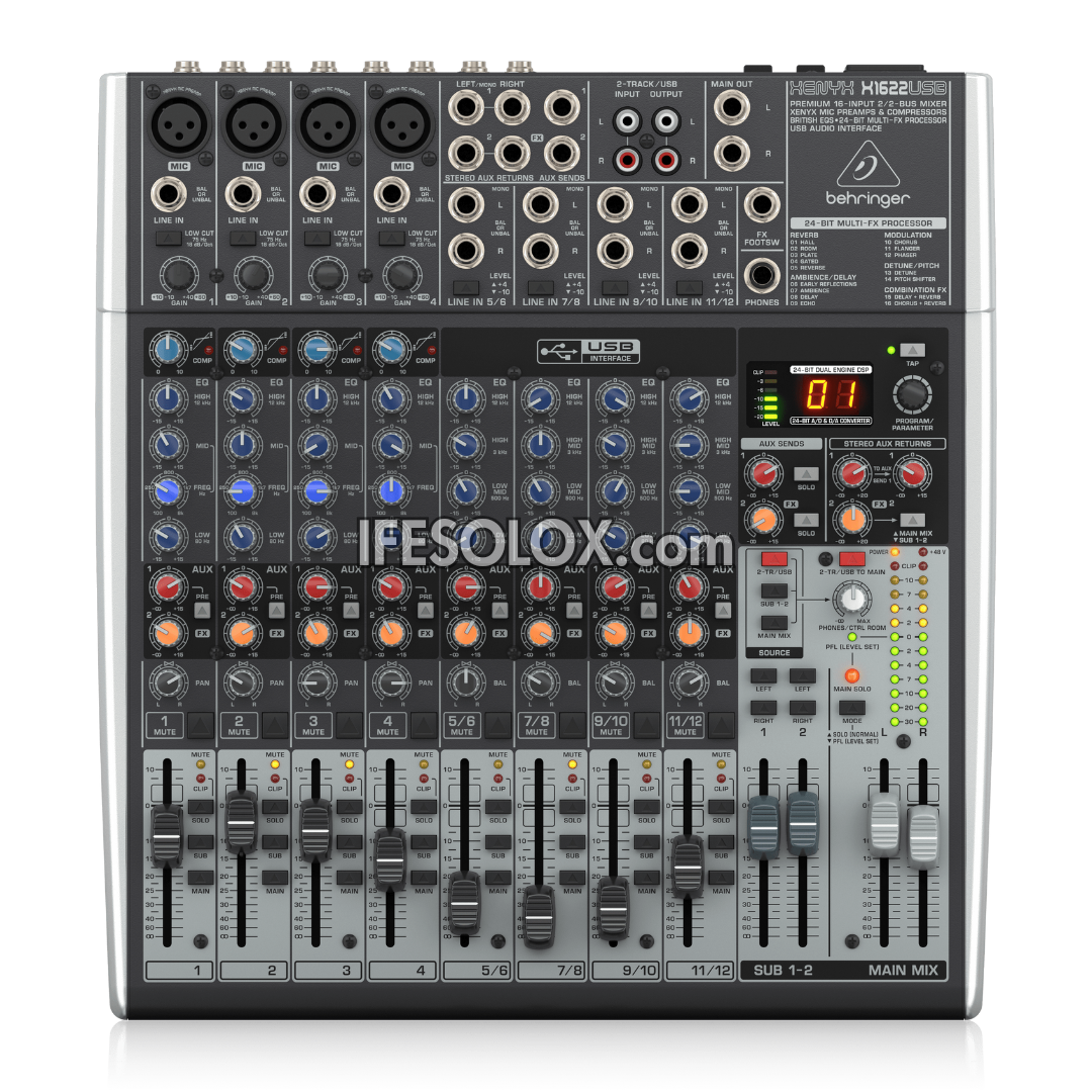 Behringer XENYX X1622USB 16-Input Mixer with XENYX Mic Preamps, Multi-FX Processors and USB Interface - Brand New