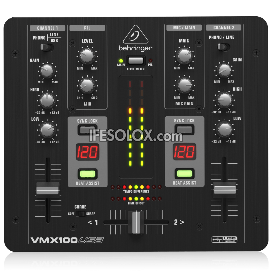 Behringer PRO MIXER VMX100USB Professional 2-Channel DJ Mixer with USB Audio Interface, BPM Counter and VCA Control - Brand New
