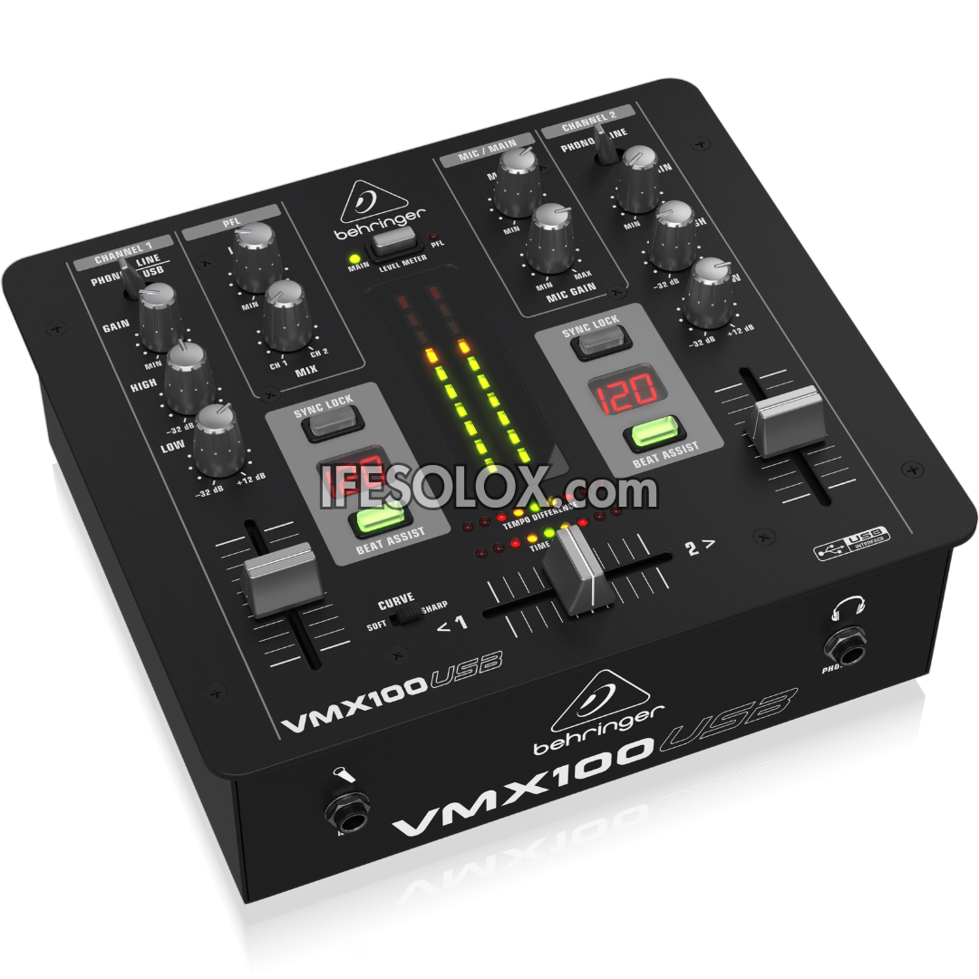 Behringer PRO MIXER VMX100USB Professional 2-Channel DJ Mixer with USB Audio Interface, BPM Counter and VCA Control - Brand New