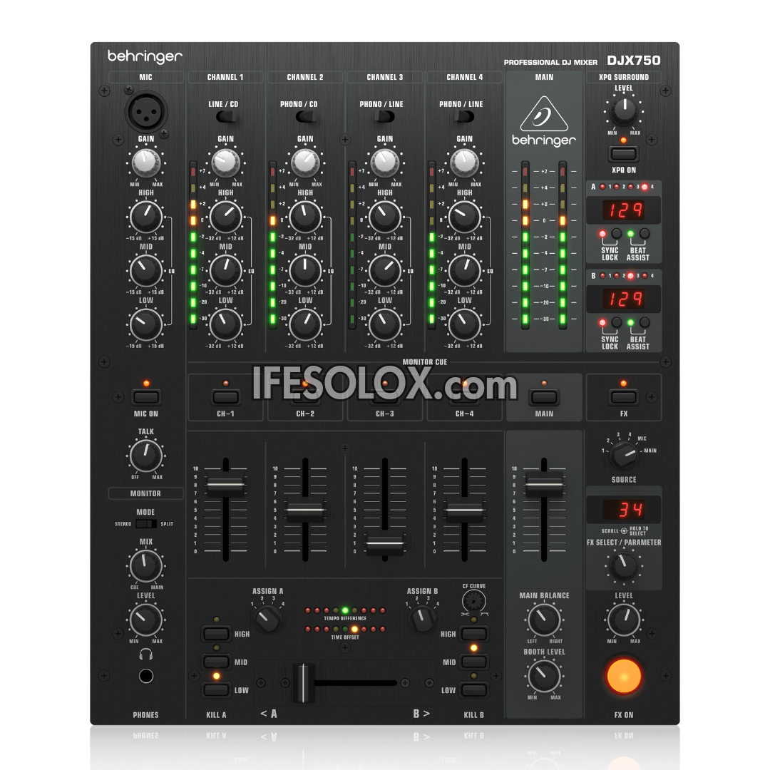 Behringer PRO MIXER DJX750 Professional 5-Channel DJ Mixer with Advanced Digital Effects and BPM Counter - Brand New
