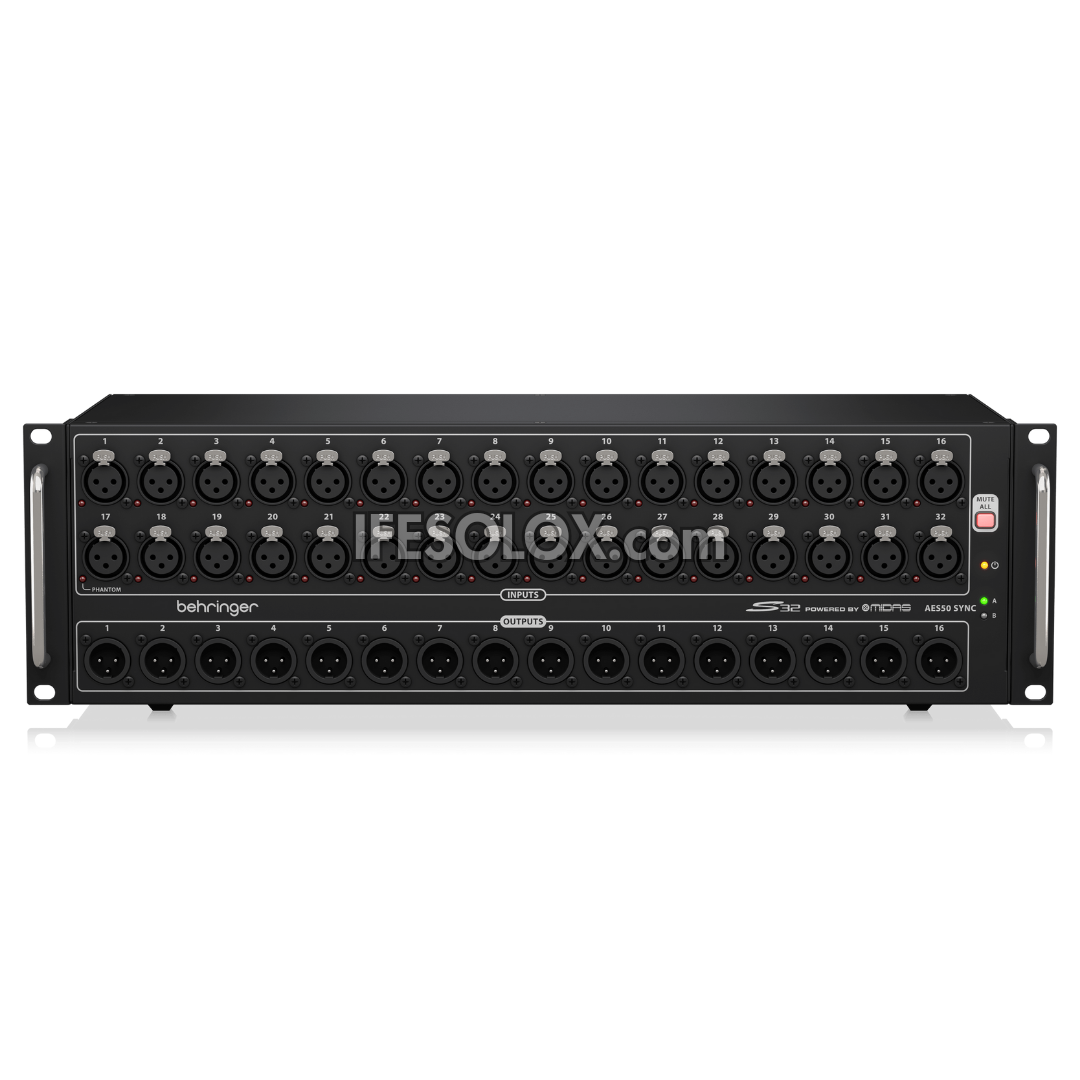 Behringer S32 I/O Box with 32 Remote-Controllable Midas Preamps, 16 Outputs and AES50 Networking - Brand New