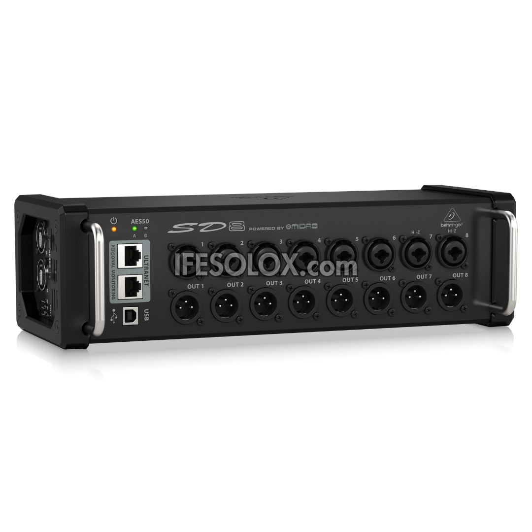 Behringer SD8 Digital Snake I/O Box avec 8 préamplis Midas contrôlables à distance, 8 sorties - Tout neuf