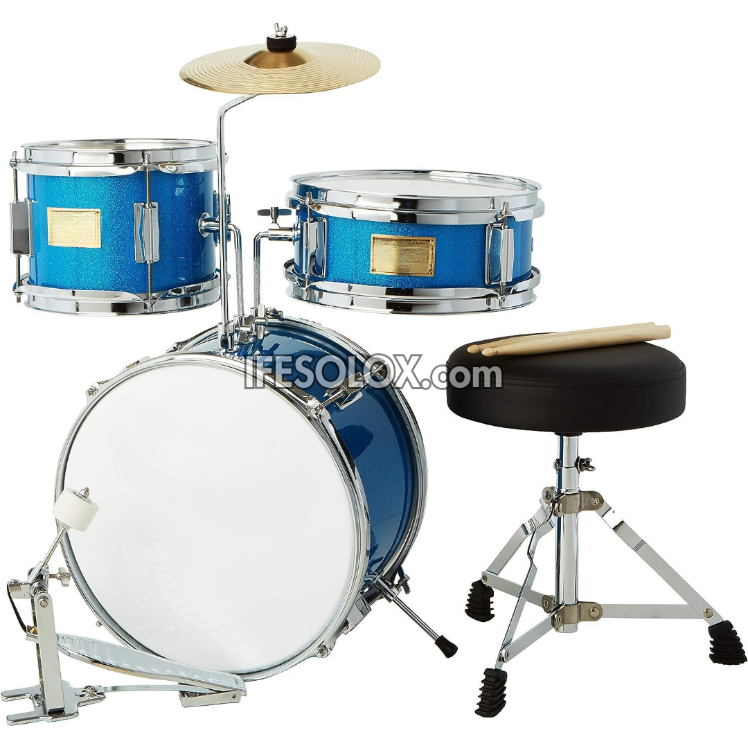 Premium 3-Piece Student Beginner Drum Kit for Children/Kids (Sky Blue) - Brand New