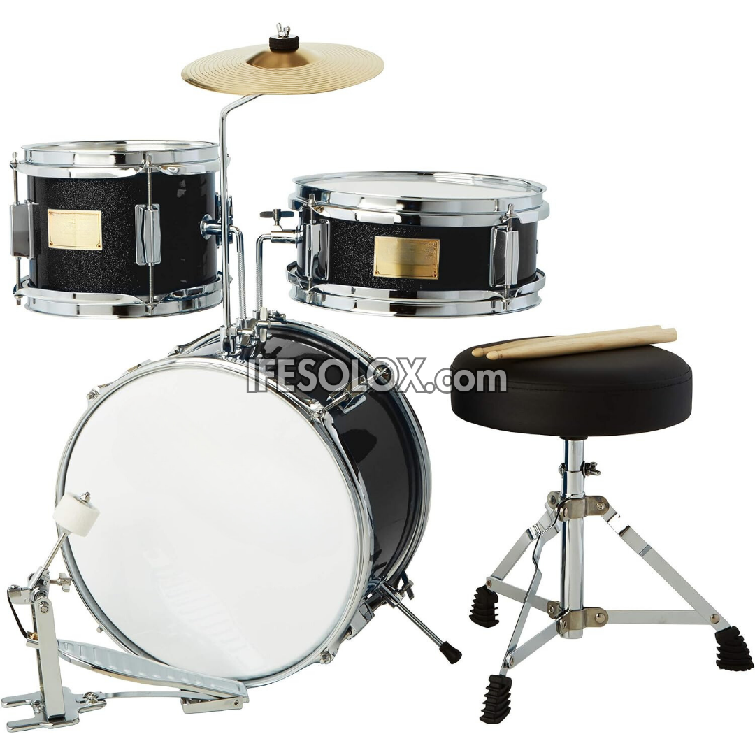 Premium 3-Piece Student Beginner Drum Kit for Children/Kids (Black) - Brand New