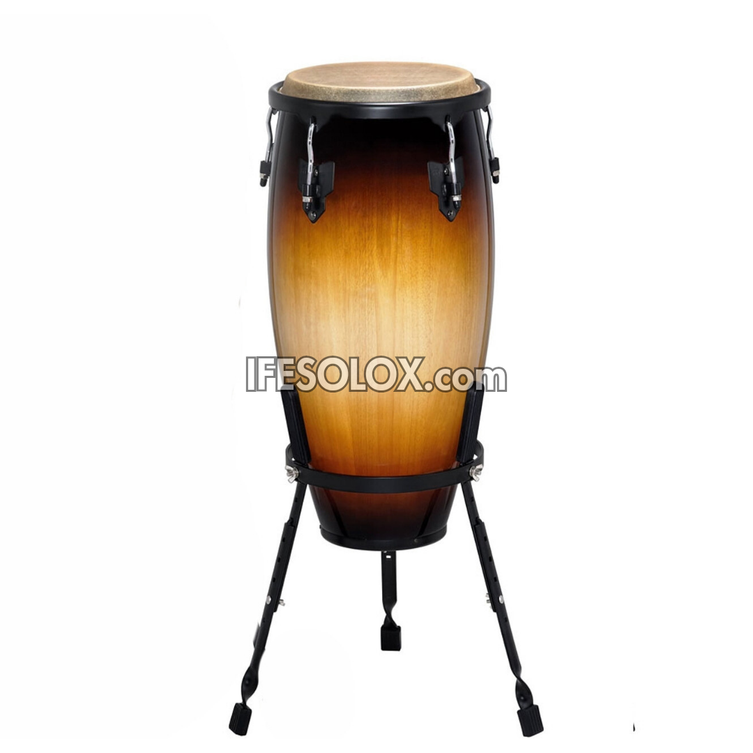 Premium 21-inch Conga Drum Set with Sunburst Satin Finish and a Height Adjustable Basket Stand - Brand New