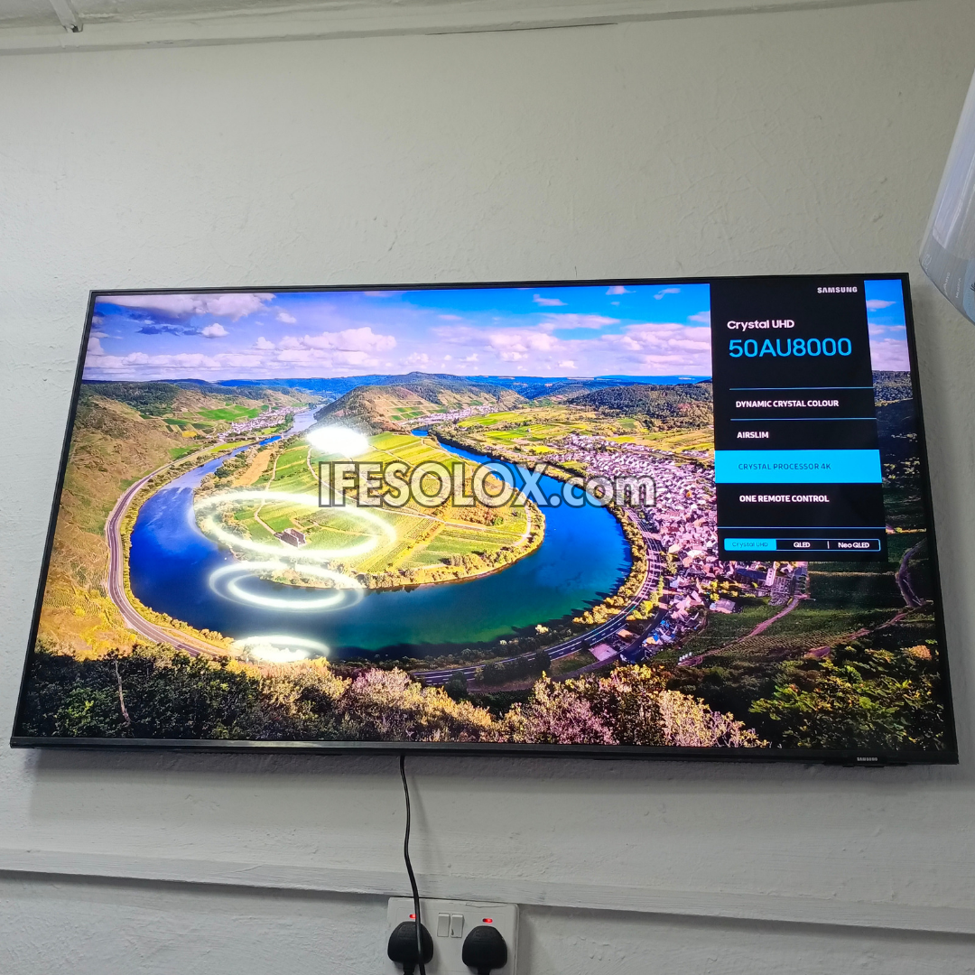 SAMSUNG 50 inch UE50AU8000 Series Premium Crystal UHD 4K Smart Frameless TV with Bluetooth, Miracast & AirPlay - Foreign Used