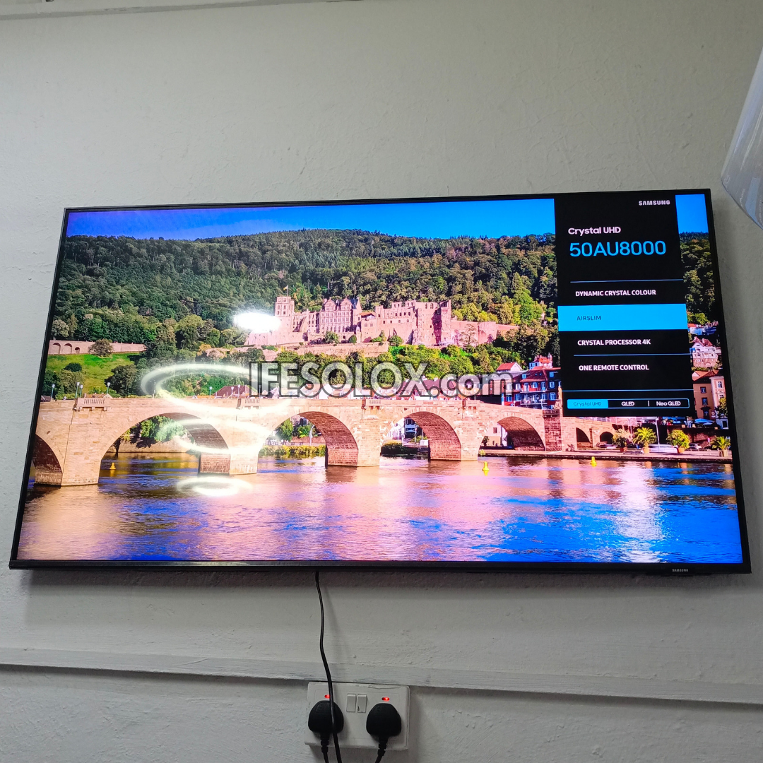 SAMSUNG 50 inch UE50AU8000 Series Premium Crystal UHD 4K Smart Frameless TV with Bluetooth, Miracast & AirPlay - Foreign Used