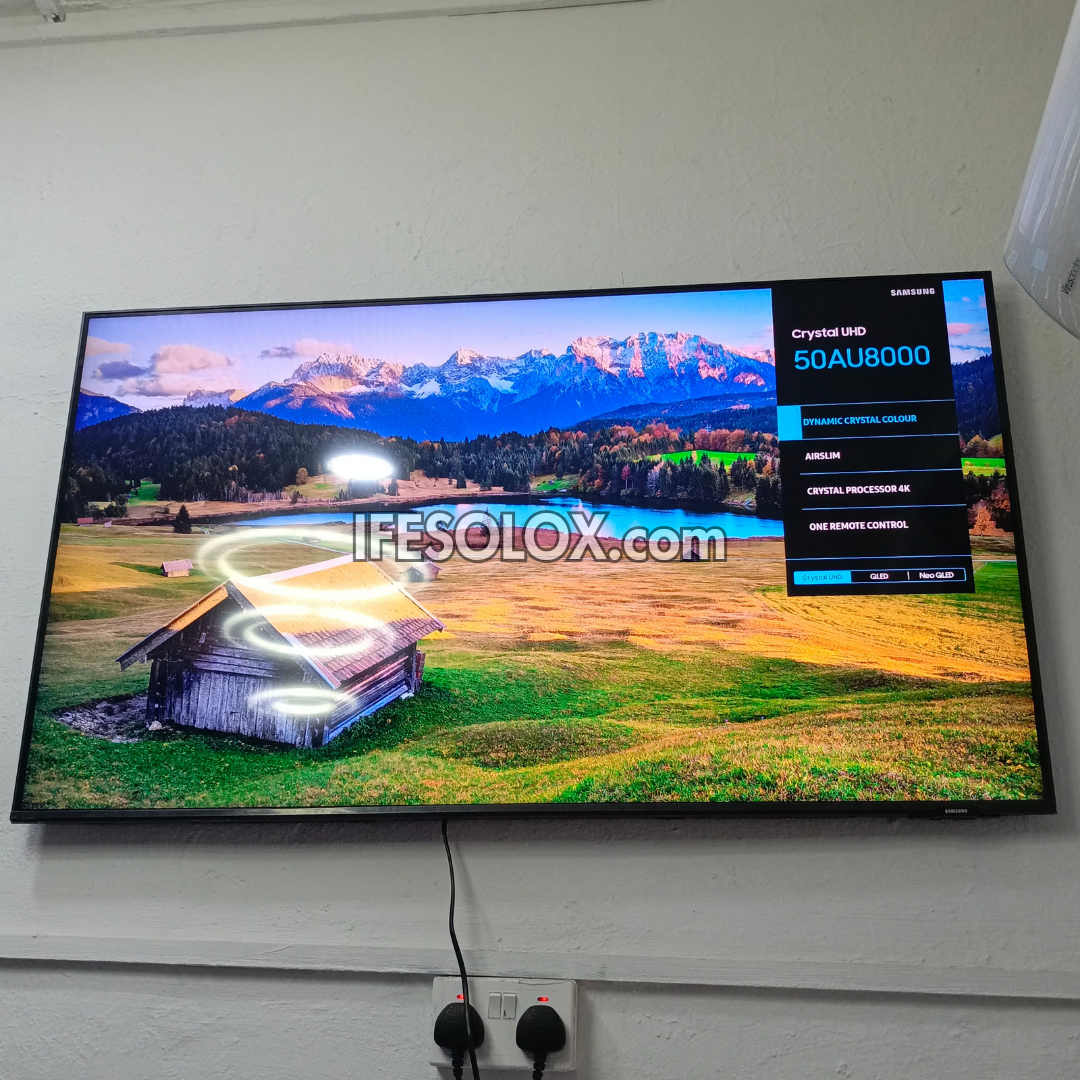 SAMSUNG 50 inch UE50AU8000 Series Premium Crystal UHD 4K Smart Frameless TV with Bluetooth, Miracast & AirPlay - Foreign Used
