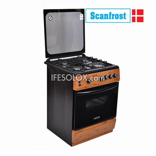 ScanFrost CK6402NG 60x60 Premium Oven Gas Cooker with 4 Gas Burners (Wood) - Brand New