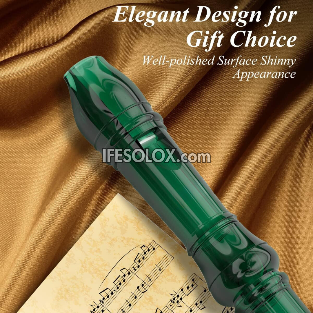 Transparent Green Recorder Instrument for Schools, Beginners and Students - Brand New