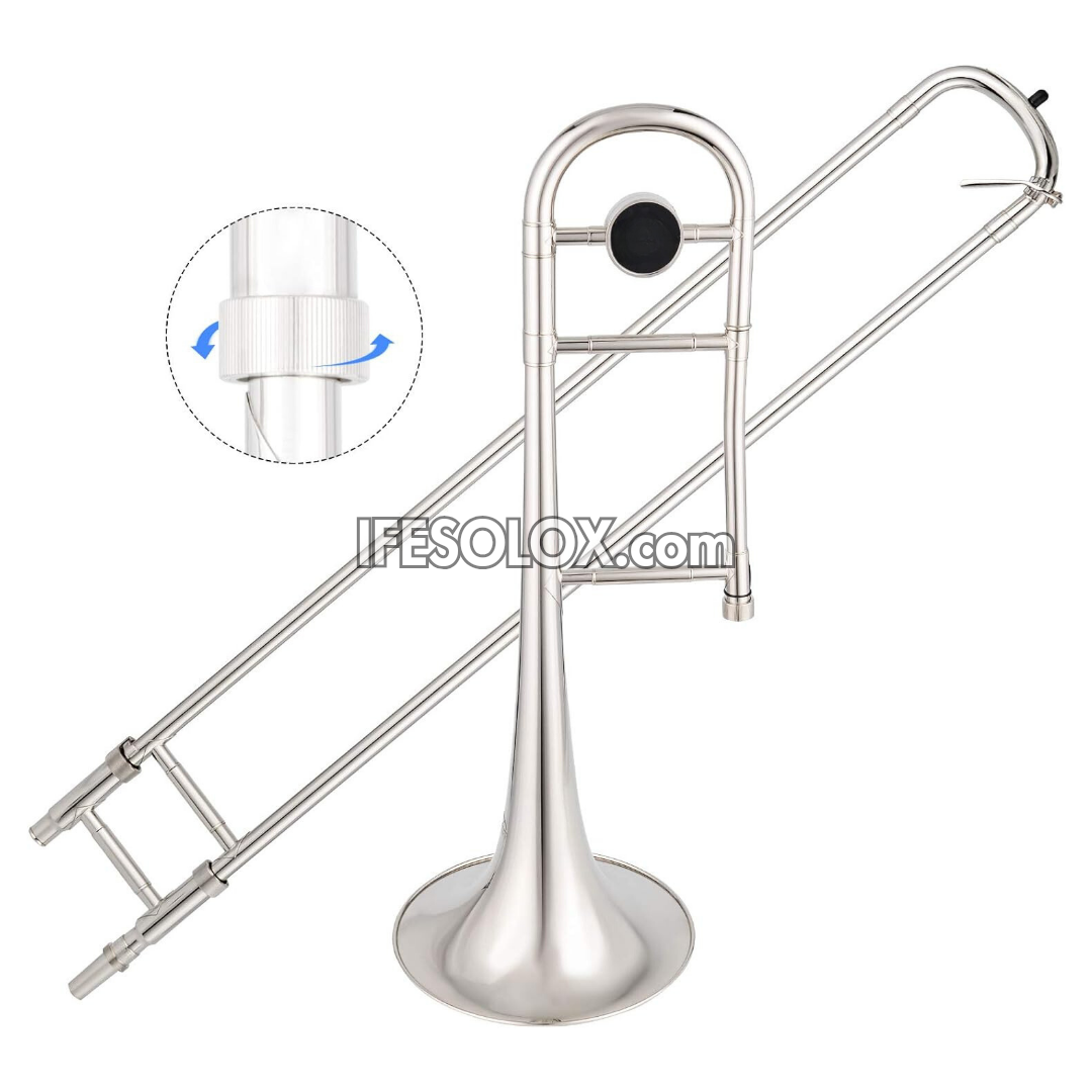 Silver B-Flat Tenor Slide Trombone for Beginners, Professionals and Concerts - Brand New