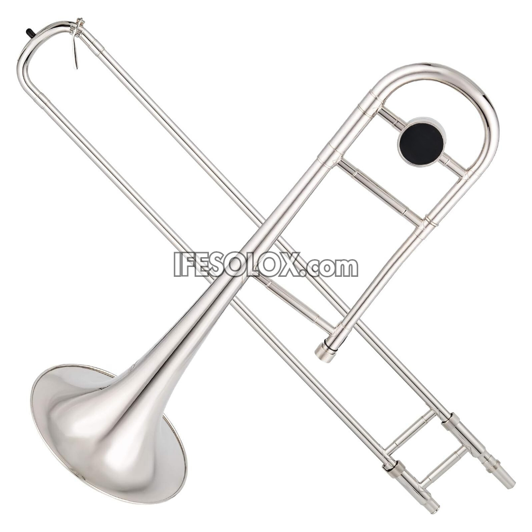 Silver B-Flat Tenor Slide Trombone for Beginners, Professionals and Concerts - Brand New
