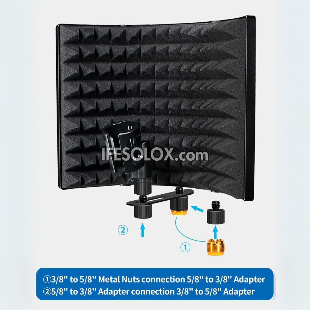 Professional 3-Panel Collapsible Microphone Isolation Shield for Podcast and Studio - Brand New