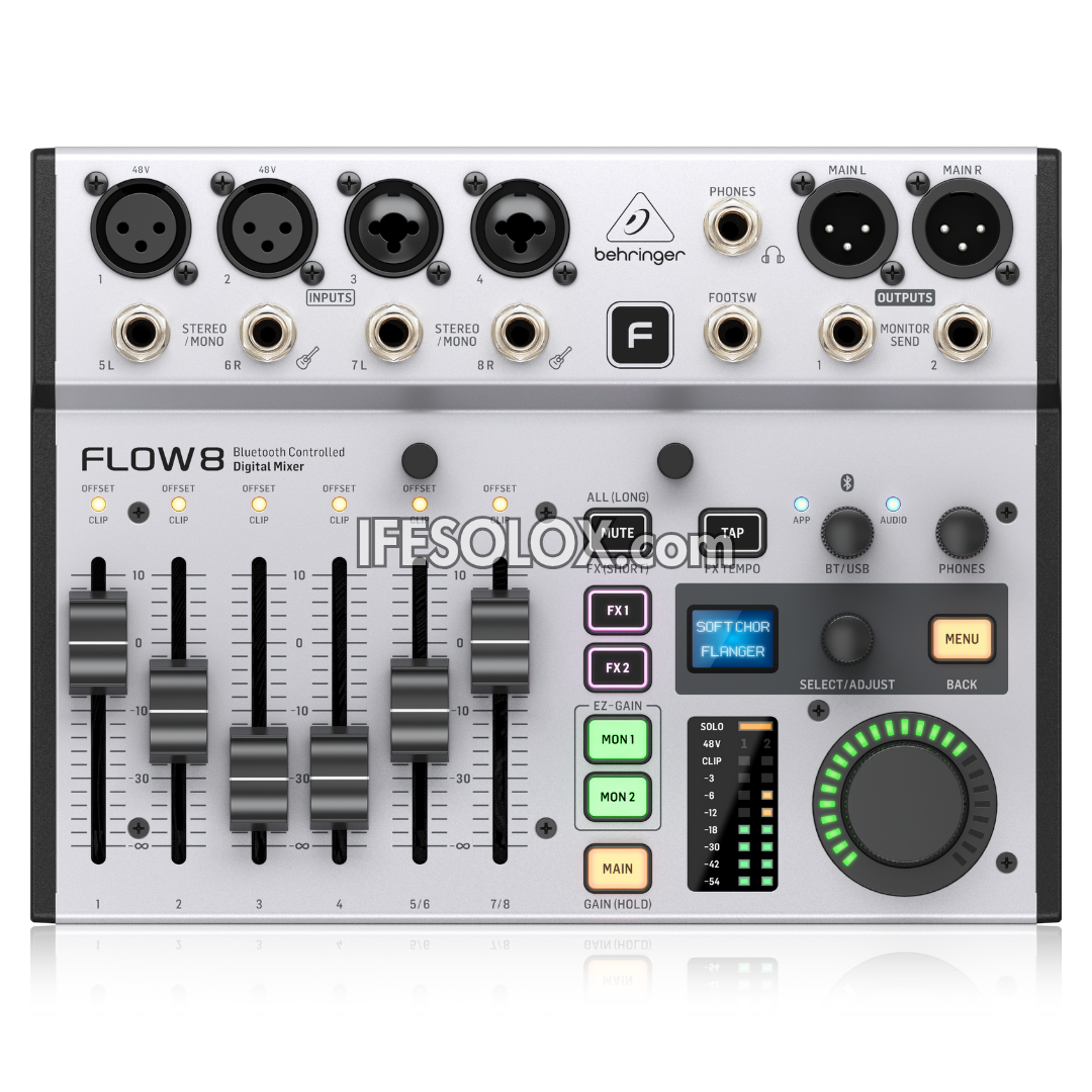 Behringer FLOW 8 8-Input Digital Mixer with Bluetooth, App Control, Channel Faders, FX Processors and USB/Audio Interface - Brand New