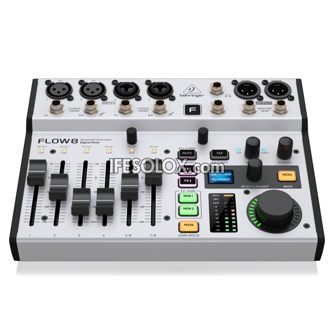 Behringer FLOW 8 8-Input Digital Mixer with Bluetooth, App Control, Channel Faders, FX Processors and USB/Audio Interface - Brand New