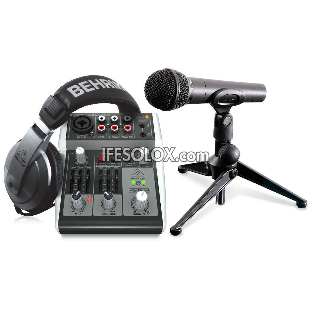Pack d'enregistrement Behringer PODCASTUDIO2 avec mixeur USB, microphone, câbles et casque - Tout neuf