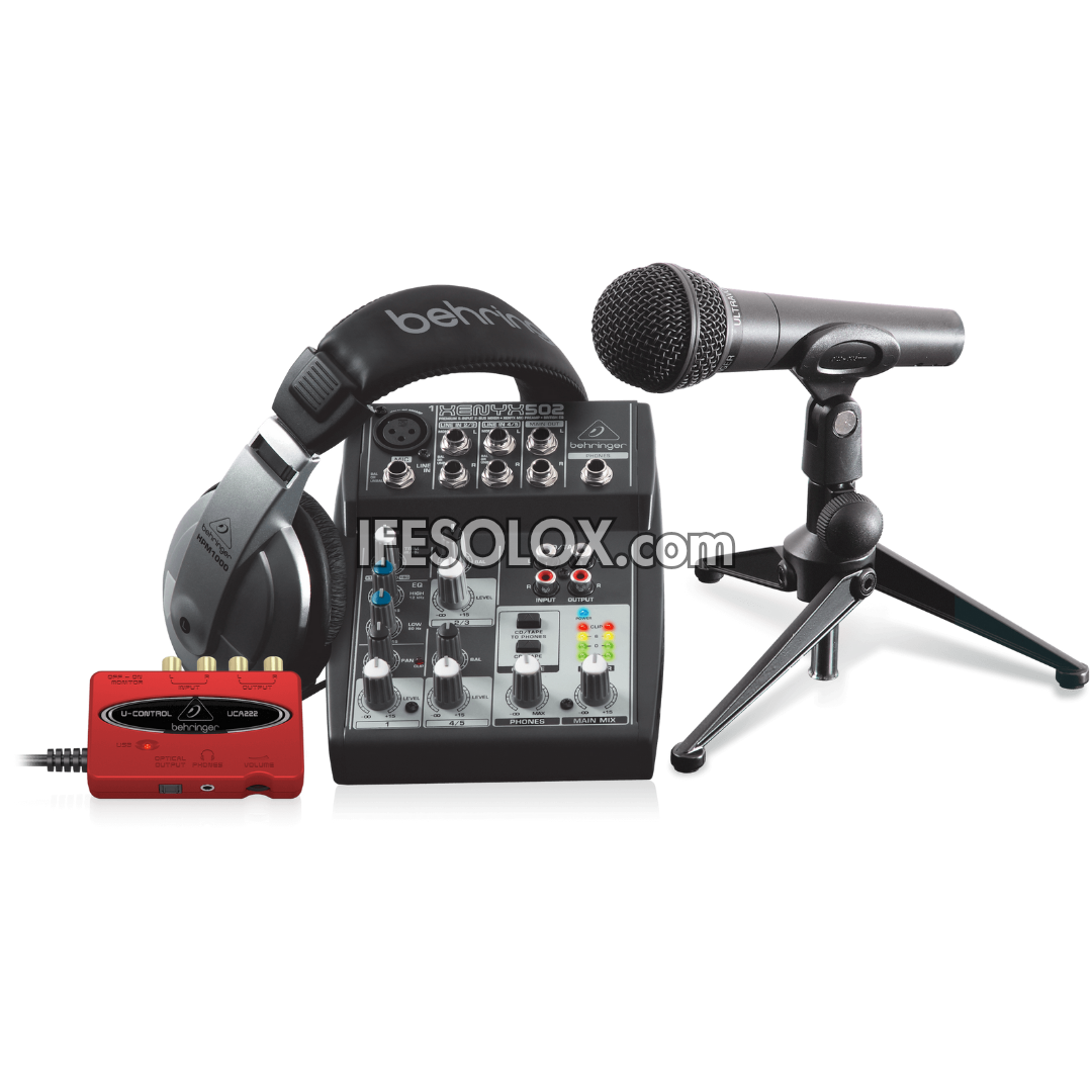 Behringer PODCASTUDIO Recording Bundle with Audio Interface, Microphone, Cables & Headphone - Brand New