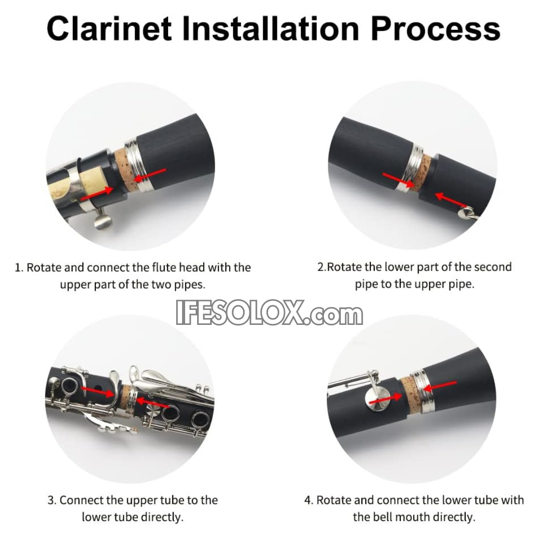 Black Silver Clarinet for Beginners, Professionals and Concerts - Brand New