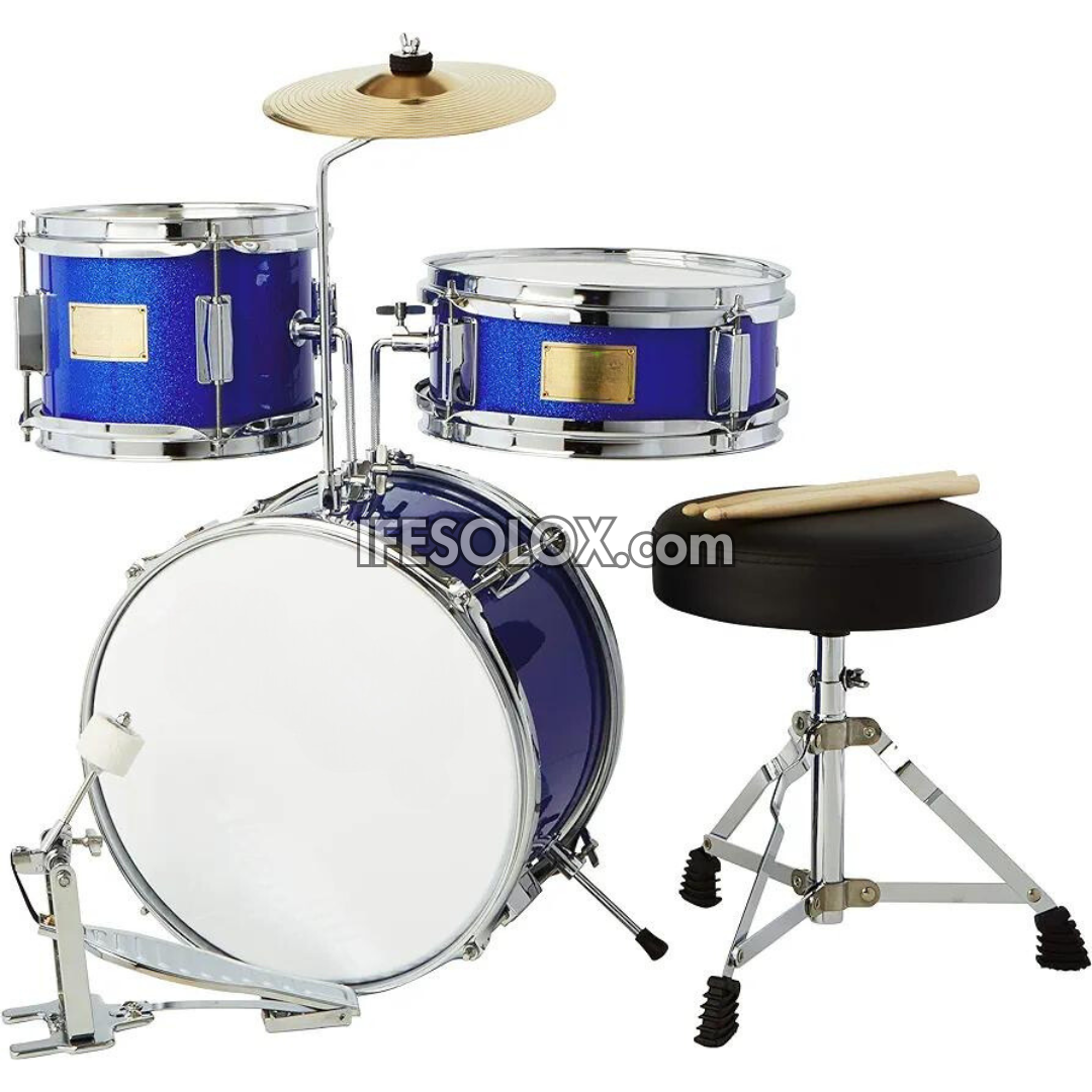 Premium 3-Piece Student Beginner Drum Kit for Children/Kids (Blue) - Brand New