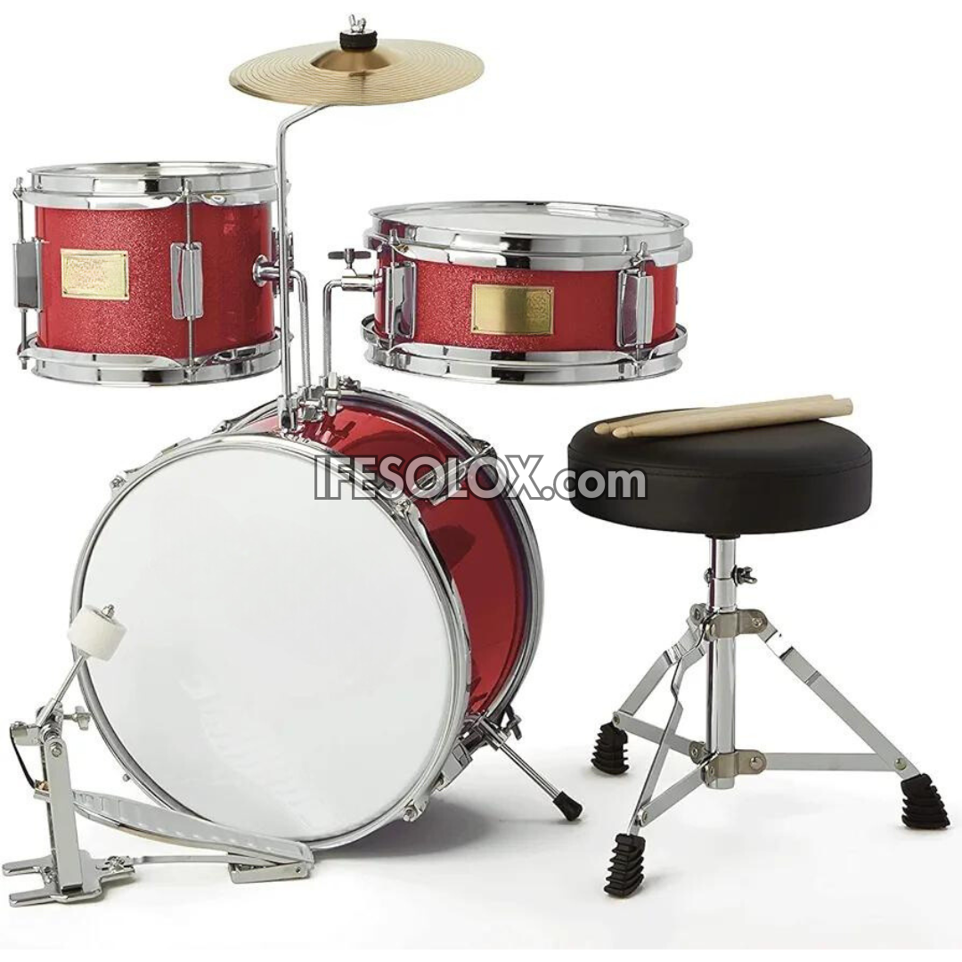 Premium 3-Piece Student Beginner Drum Kit for Children/Kids (Red) - Brand New