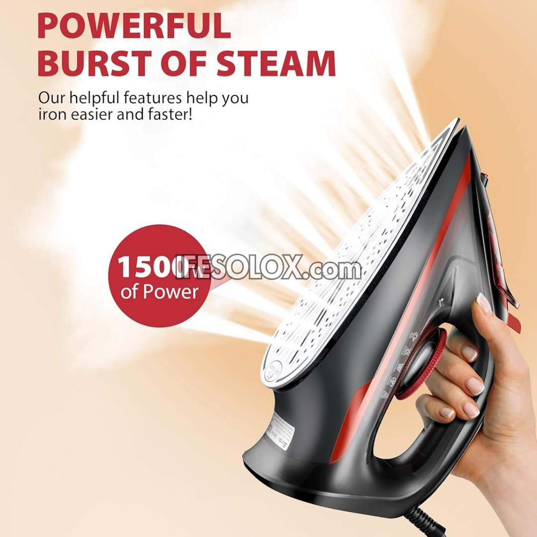 Easy Steam 1500W Pressing Iron for Clothes with Ceramic Coated Soleplate, Self-Cleaning, Auto Shut-off - Brand New