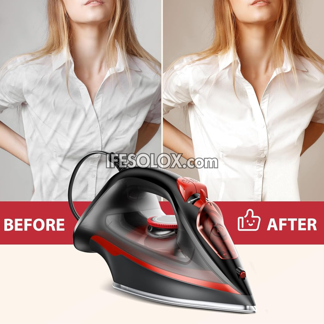 Easy Steam 1500W Pressing Iron for Clothes with Ceramic Coated Soleplate, Self-Cleaning, Auto Shut-off - Brand New