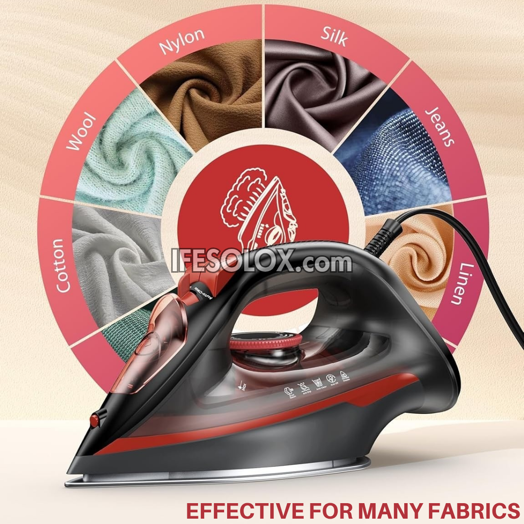 Easy Steam 1500W Pressing Iron for Clothes with Ceramic Coated Soleplate, Self-Cleaning, Auto Shut-off - Brand New