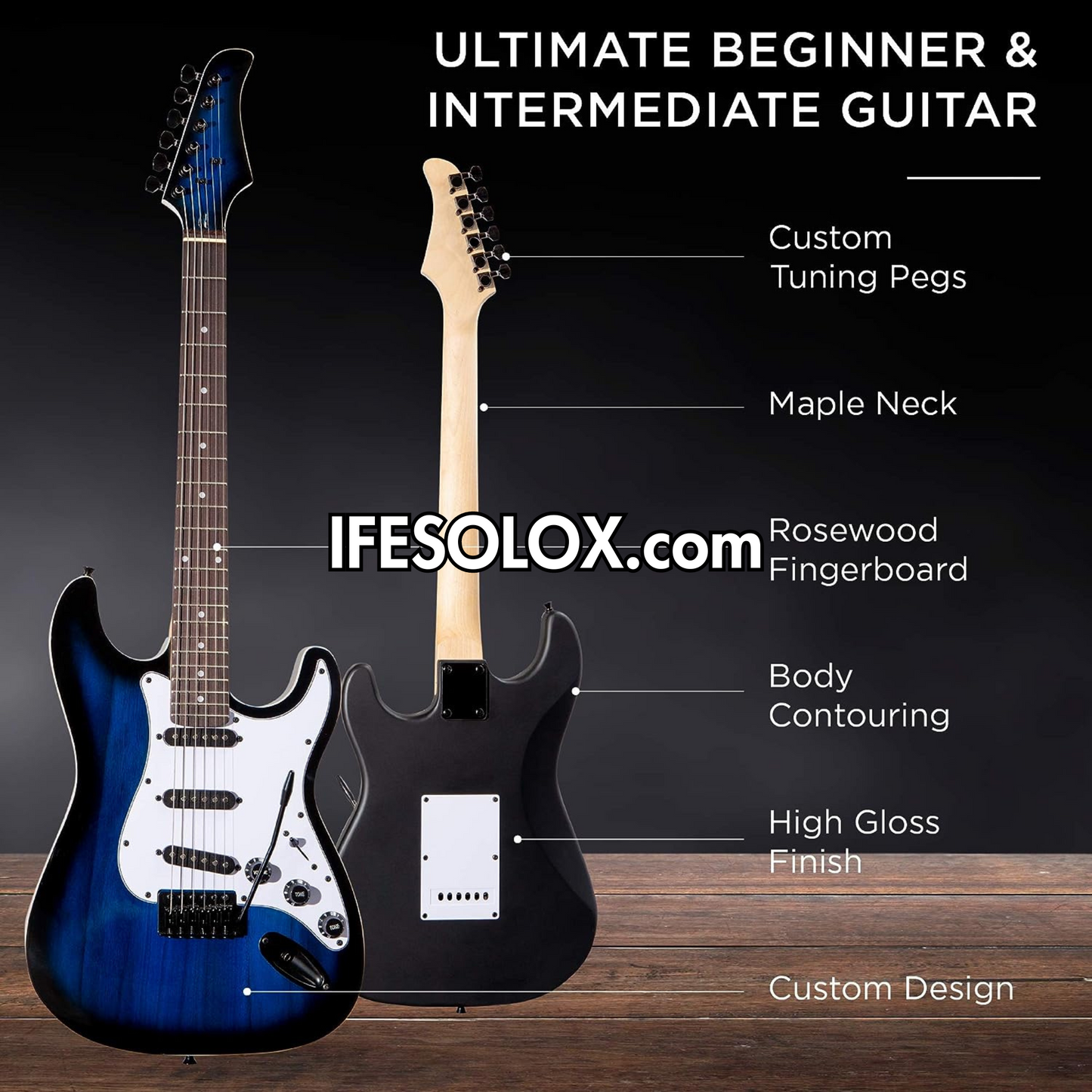 Classic 6-String 22-Flet Electric Lead Guitar with 3 Control Knob - Brand New