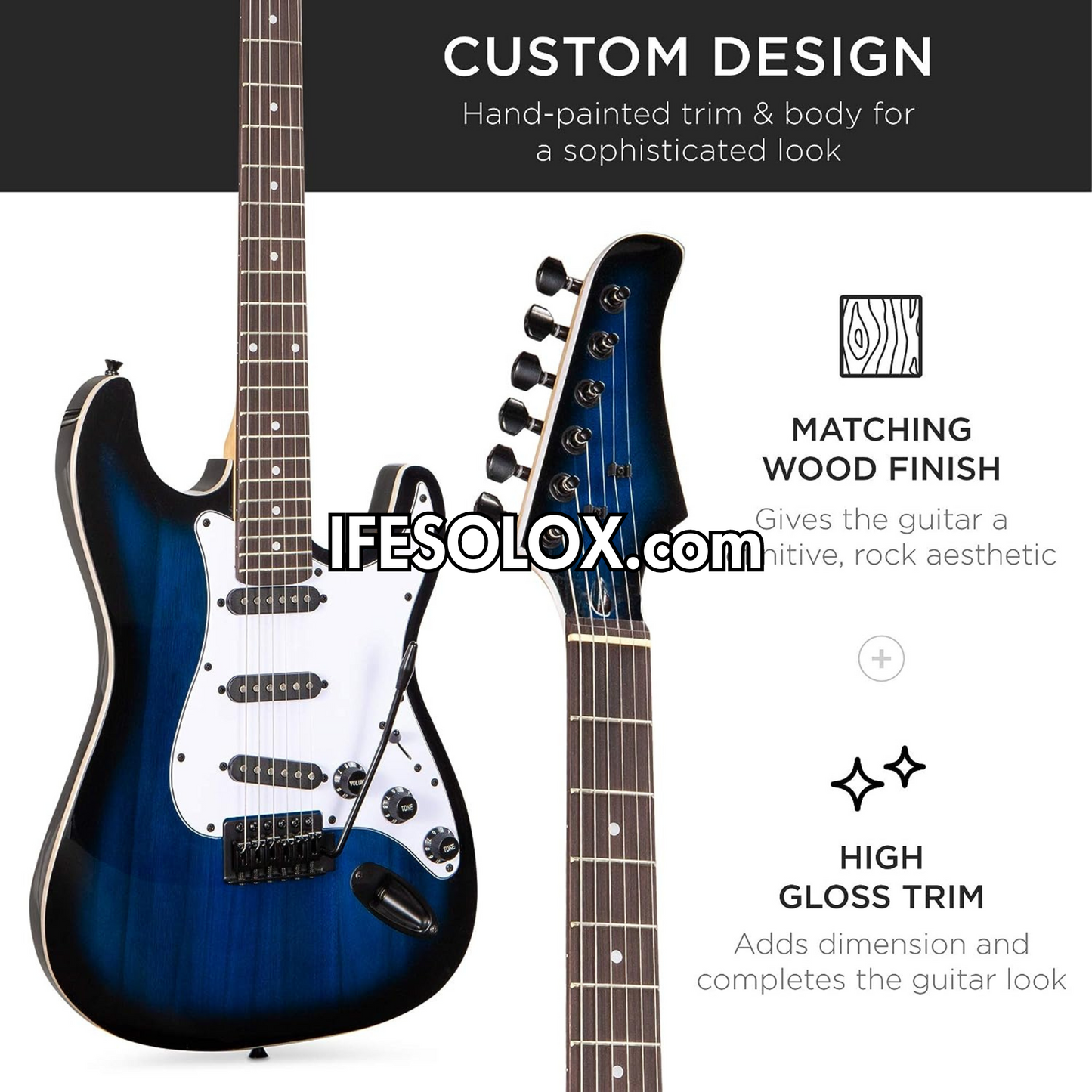 Classic 6-String 22-Flet Electric Lead Guitar with 3 Control Knob - Brand New