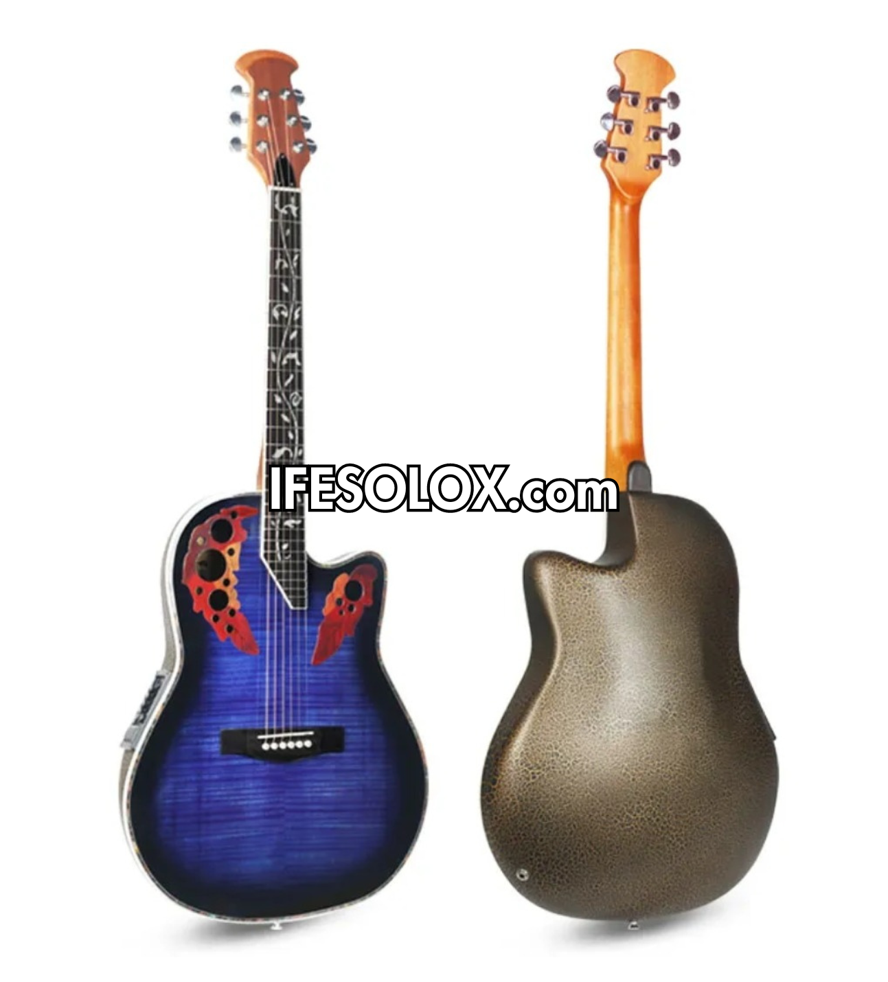 Premium 41" Professional Blue Electro-Acoustic Guitar with Bag and Belt - Brand New