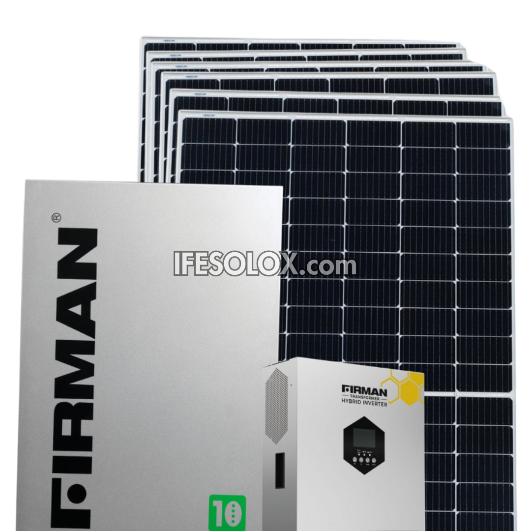 FIRMAN 5000W Hybrid Solar Power Combo with 5KW Hybrid Inverter, 10KWH Lithium Battery and 10pcs 550W Solar Panels - Brand New