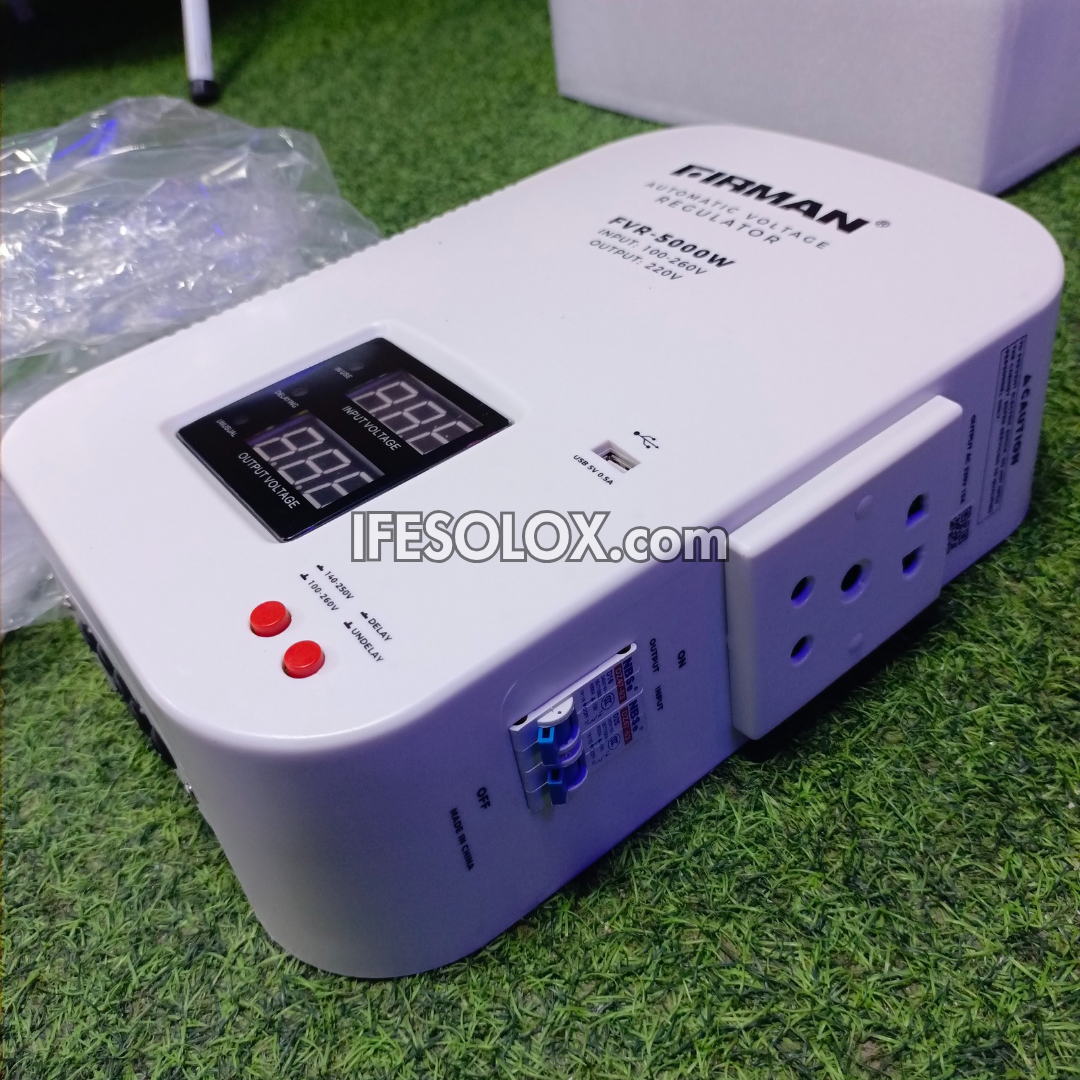 FIRMAN FVR-5000W 5000Watts Wall-Mounted Automatic Voltage Stabilizer with USB - Brand New