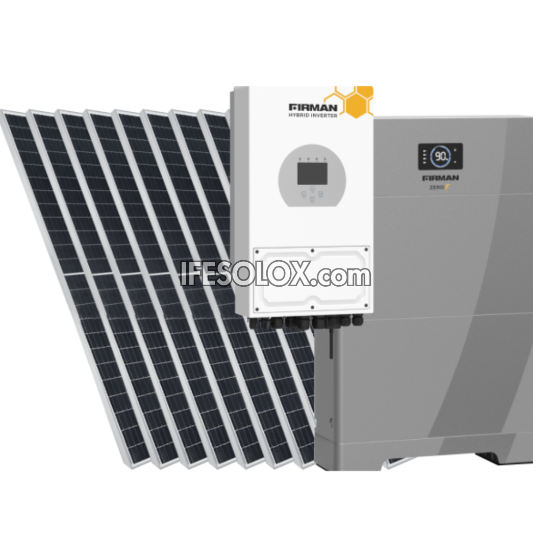 FIRMAN Zero F 5000W Smart Solar Power Combo with 5KW Hybrid Inverter, 10KWH Stackable Lithium Battery and 10pcs 550W Solar Panels - Brand New