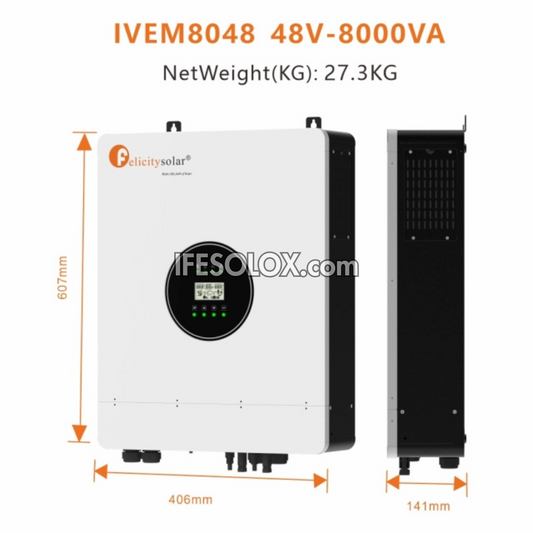 Felicity Solar 8000W Pure Sine Wave Hybrid Solar Inverter (IVEM8048) - Brand New