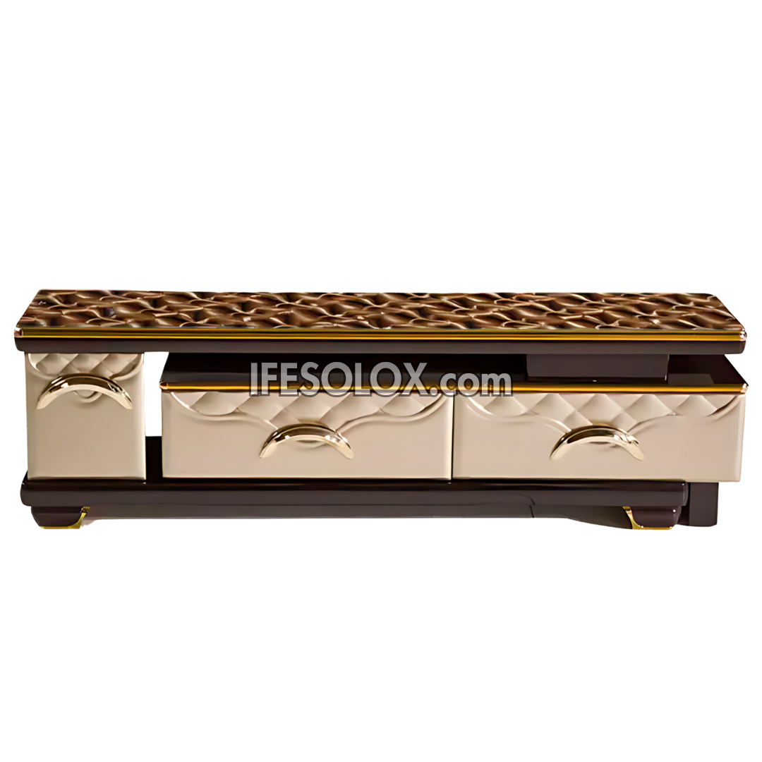 CHIDEC TVS009 Glossy Triple Drawer Television Stand with Vintage Top Design